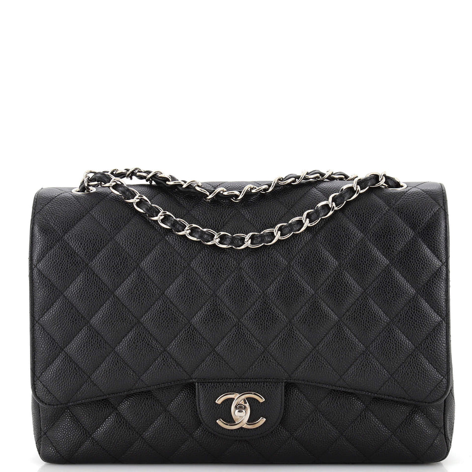 CHANEL Classic Double Flap Bag Quilted Caviar Maxi