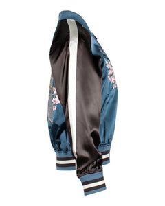 Dior x Sorayama Embroidered Souvenir Bomber Jacket in Blue Viscose