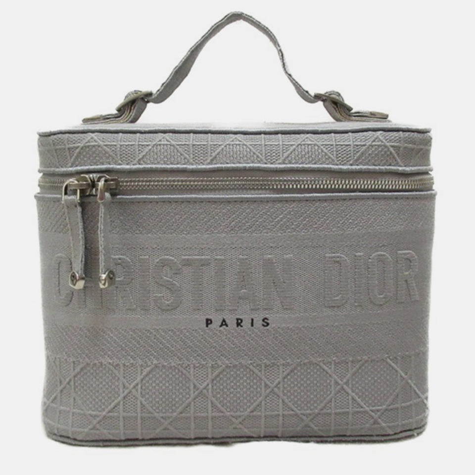 Grey Cannage Embroidery Canvas DiorTravel Vanity Case Bag