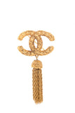 Chanel Vintage Gold CC Tassel Brooch Pin 93A