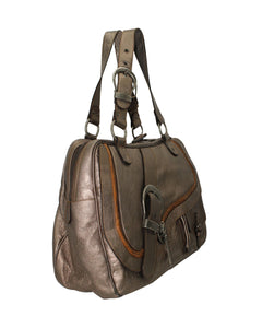 Dior Gaucho Large Tote Bag in Silver Metallic Leather