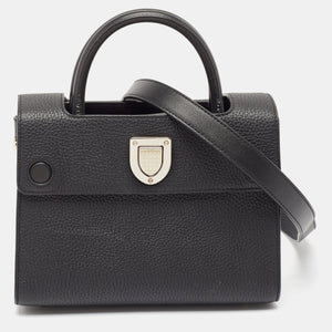 Black Leather Mini Diorever Top Handle Bag