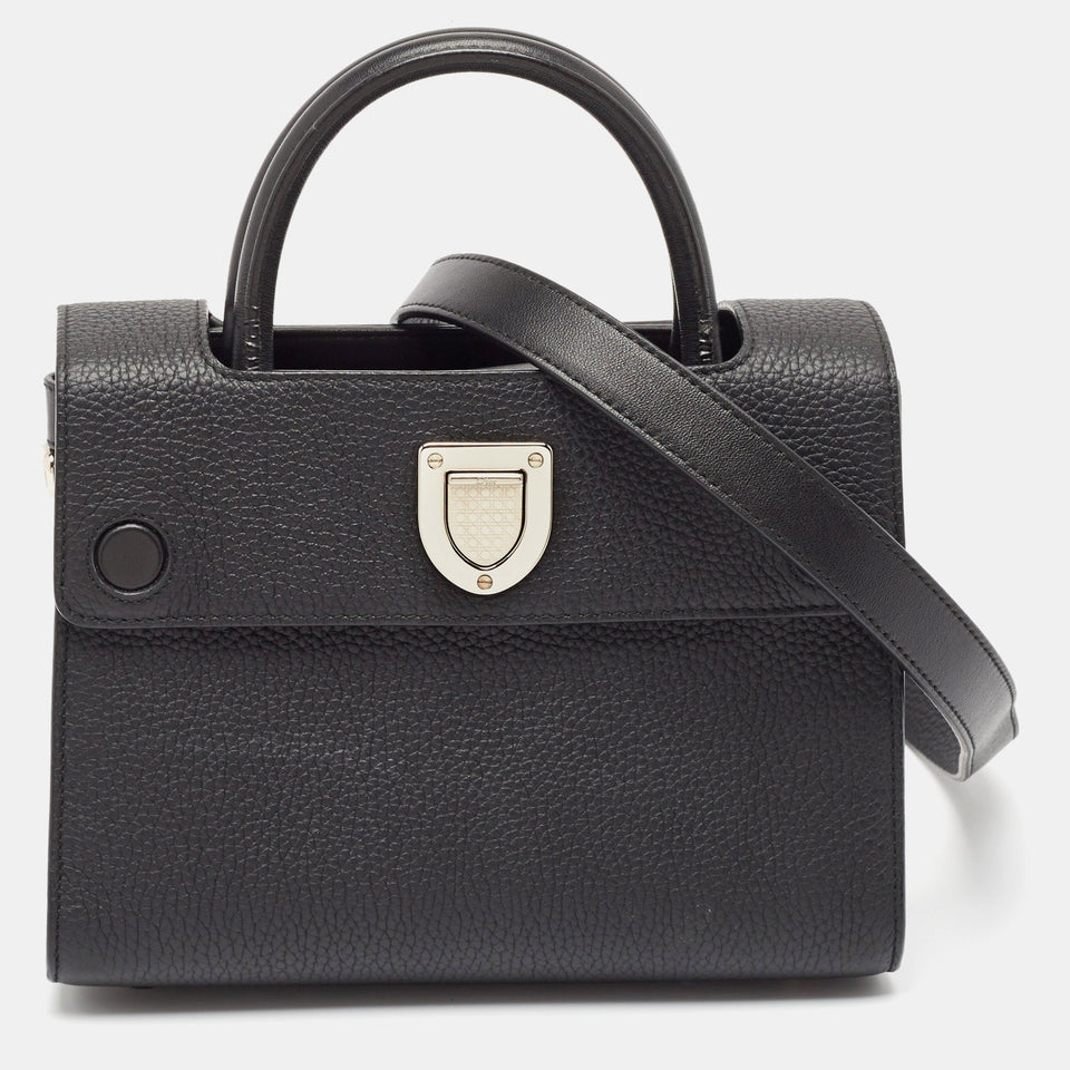 Black Leather Mini Diorever Top Handle Bag