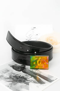 Ceinture en cuir noir Chanel