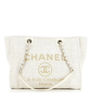 CHANEL Deauville Tote Raffia with Glitter Detail Small