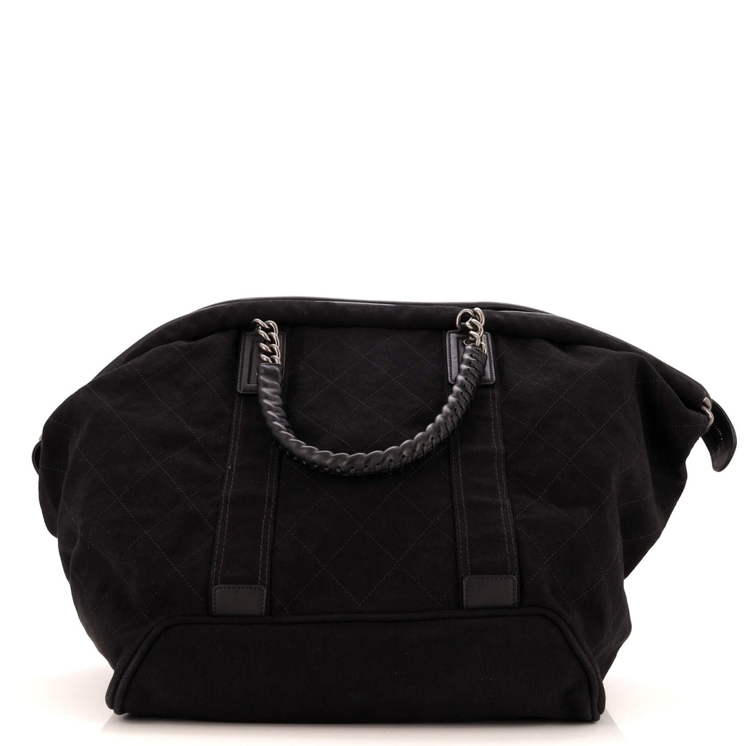 CHANEL Street Style Weekender Bag Quilted Canvas