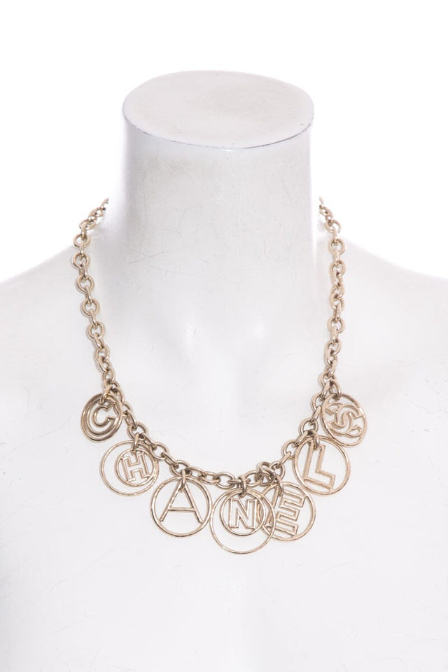 Chanel 2017 Cuba Logo Hoop Gold Necklace