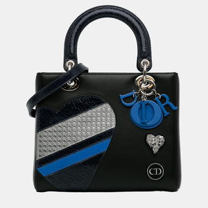 Black Medium Calfskin Patch Embellished Lady Dior