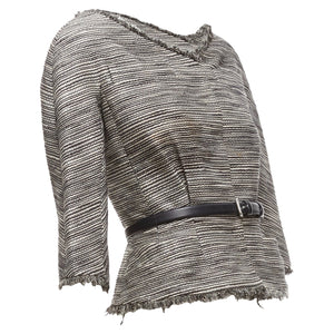Christian Dior Applique Cotton Leather Belt Cropped Bar Jacket
