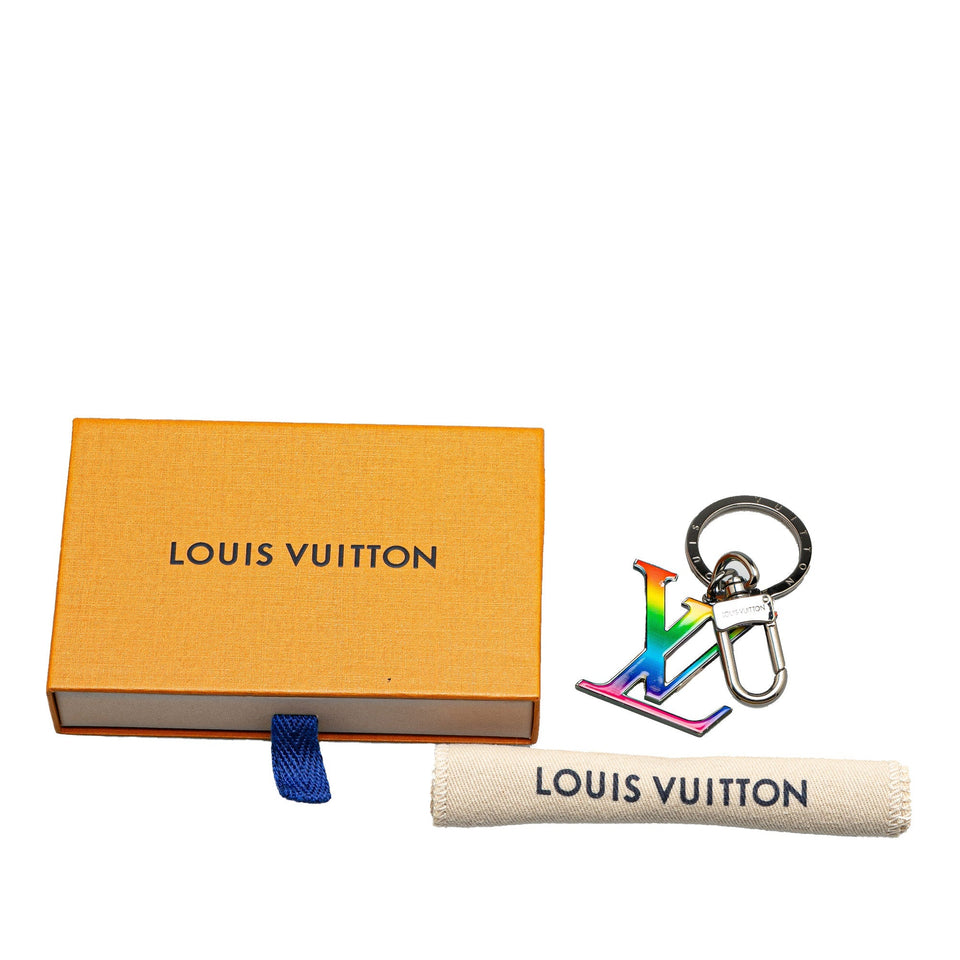 Silver Louis Vuitton Silver Plated LV Rainbow Key Ring and Bag Charm