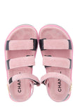 Chanel Pink Suede Calfskin Velcro Sandals SZ 37