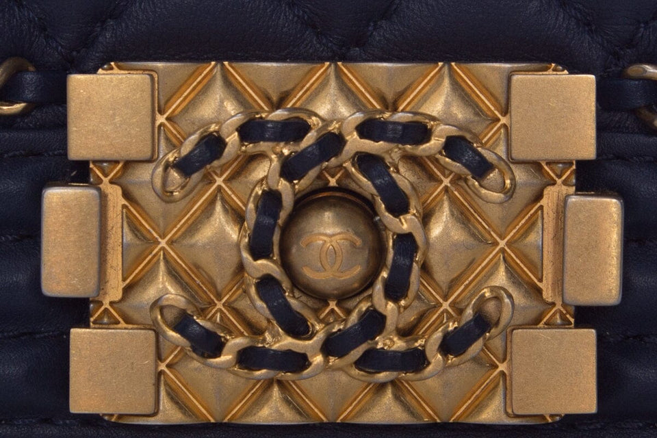 Chanel Infinity Boy Flap Quilted Calfskin Navy Small Handbag