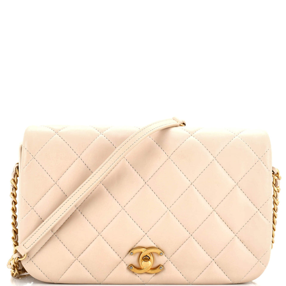 CHANEL Nailed CC Full Flap Bag Quilted Calfskin Medium