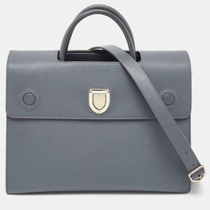 Grey Leather Large Diorever Top Handle Bag