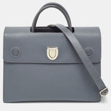 Grey Leather Large Diorever Top Handle Bag