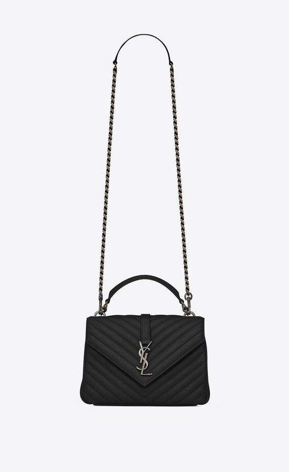 Saint Laurent Classic Medium College Monogram Black SiLouis Vuittoner-Toned