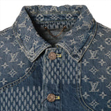 Louis Vuitton x NIGO Cotton Denim Jacket 46  Navy HJA10WUZC Giant Damier Waves Monogram