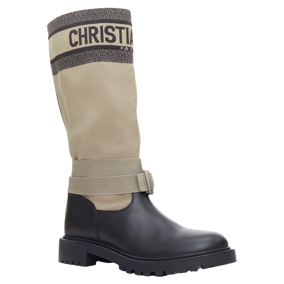 Christian Dior D-Major canvas safari boots