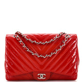 CHANEL Classic Single Flap Bag Chevron Patent Maxi