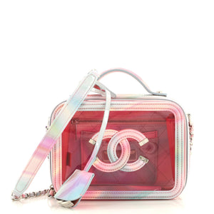 CHANEL Filigree Vanity Case PVC with Lambskin Small