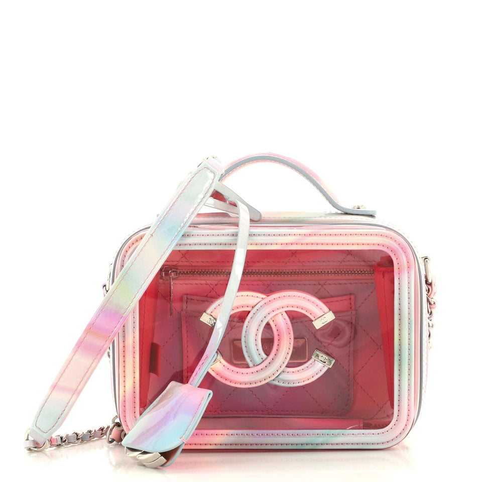 CHANEL Filigree Vanity Case PVC with Lambskin Small