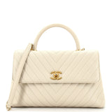 CHANEL Coco Top Handle Bag Chevron Caviar Medium