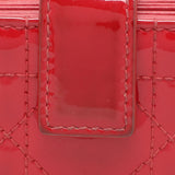 Dior Red Cannage Patent Leather Lady Dior Gusset Card Case