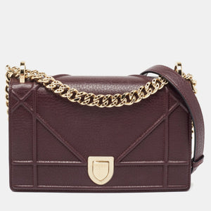Burgundy Leather Small Diorama Shoulder Bag