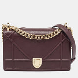 Burgundy Leather Small Diorama Shoulder Bag