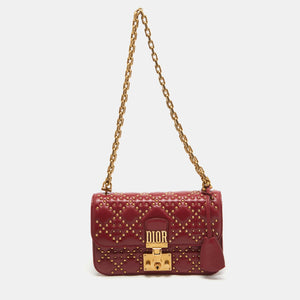 Red Cannage Leather Small DiorAddict Shoulder Bag