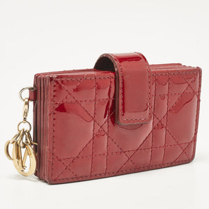 Dior Red Cannage Patent Leather Jasmine Card Holder