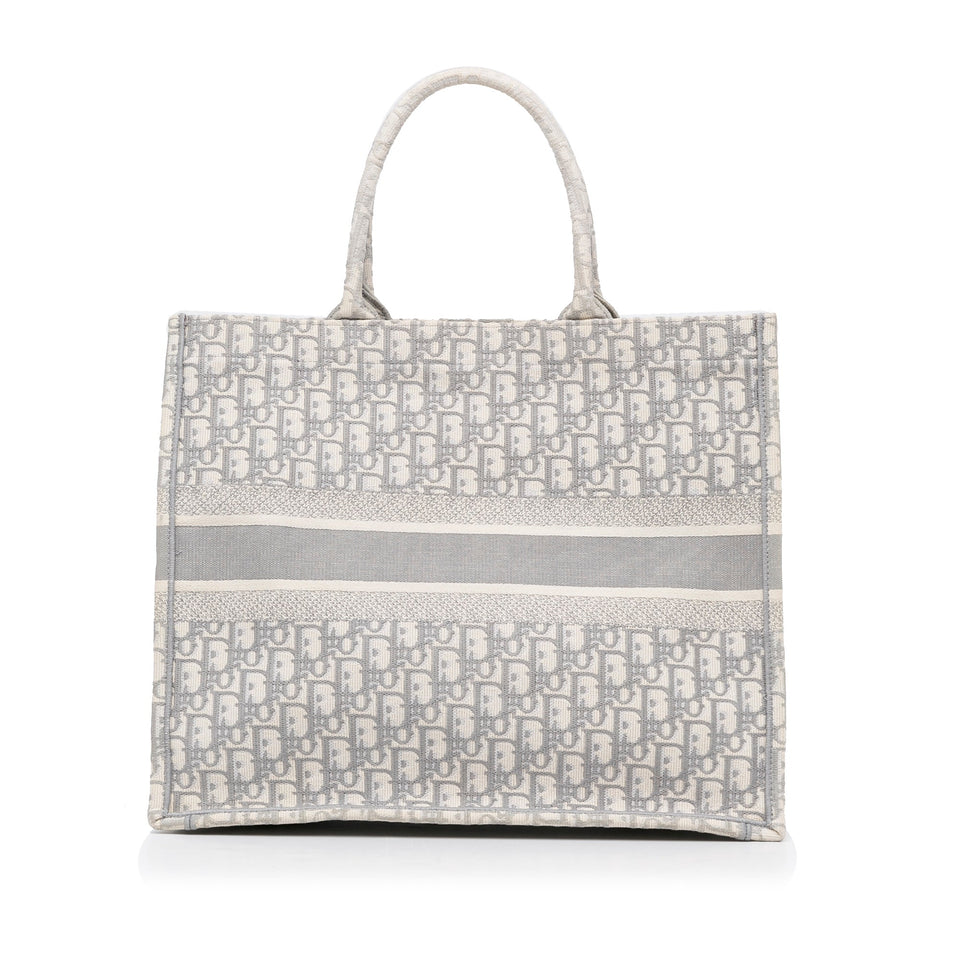 Dior Book Tote Medium Grey Oblique Canvas