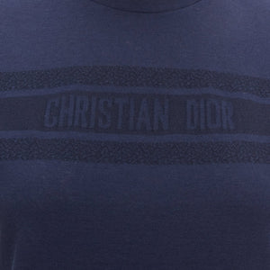 Christian Dior Textured Logo Stripe Front Crew Neck Short Sleeve Tshirt