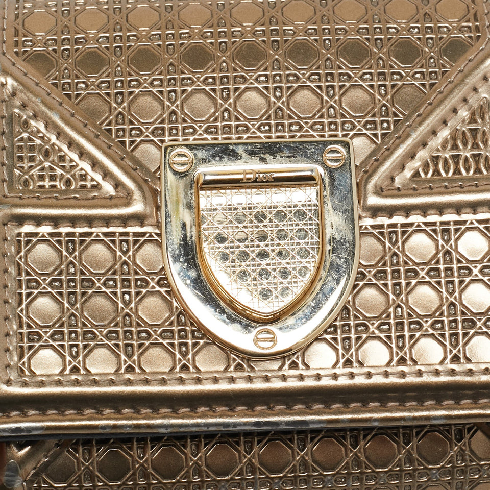 Dior Gold Mircoannage Patent Leather Diorama Trifold Wallet