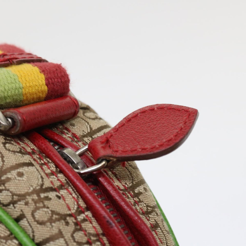 CHRISTIAN DIOR Trotter Canvas Shoulder Bag Rasta Color Beige  47578