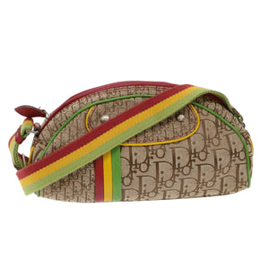 CHRISTIAN DIOR Trotter Canvas Shoulder Bag Rasta Color Beige  47578