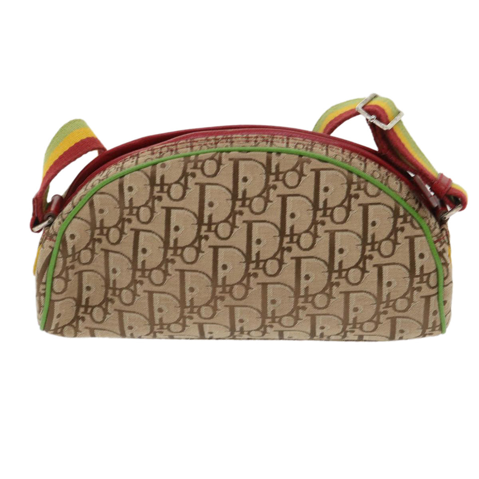 CHRISTIAN DIOR Trotter Canvas Shoulder Bag Rasta Color Beige  47578