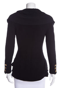 Chanel Vintage Black Ruffled Blazer SZ 34