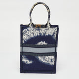 Dior Navy Blue/white Tie Dye Canvas Mini Vertical Dior Book Tote