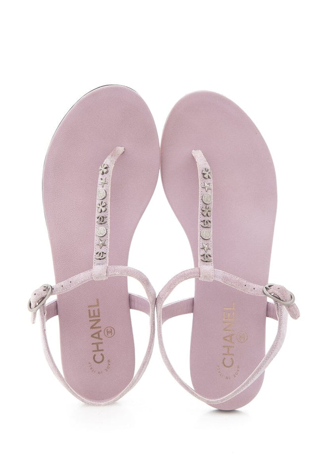 Chanel Purple Studded Suede Sandals SZ 42