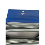 Chanel bag CC Flap Camellia Lambskin Long Wallet Blue