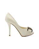 Dior Amazone Peep-Toe Pumps in Cream Leather