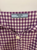Prada Purple and White Vichy Printed Shirt with Tie Details Size IT 40 (UK 8)