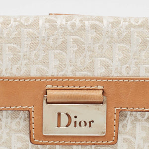 Dior White/brown Oblique Canvas And Leather Street Chic Compact Wallet