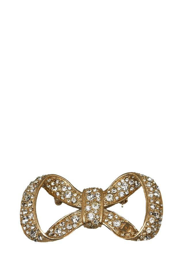 CHANEL Crystal Bow Brooch Costume Brooch