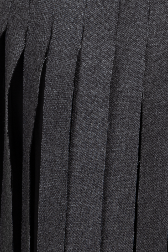 PRADA 2020 Fringed Wool Midi Skirt Grey