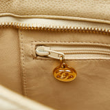 Chanel Medallion Tote Bag White Caviar Gold
