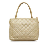 Chanel Medallion Tote Bag White Caviar Gold