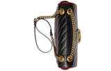 GUCCI GG Marmont Gold Logo Colorblock Leather Chain Shoulder Messenger Bag Small Black / Red Retro 443497-0OLFX-8277