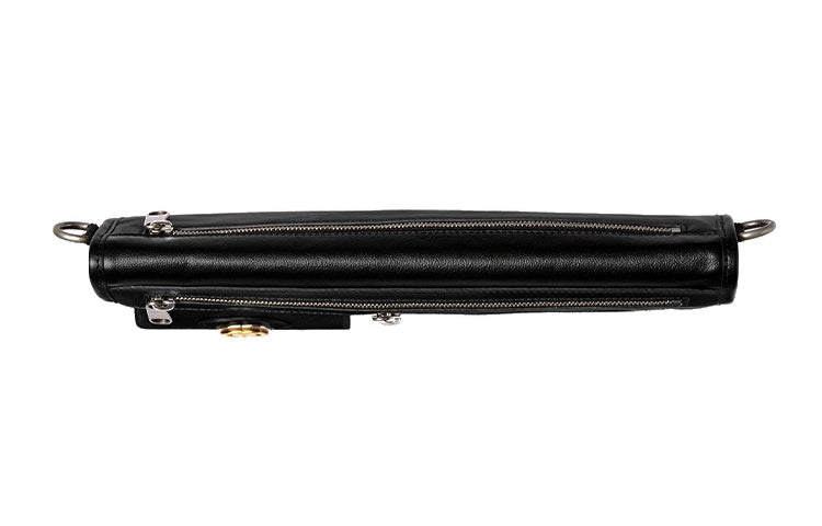 GUCCI Metallic Interlock Double G Soft Leather fanny pack Shoulder Messenger Bag Unisex / Black Classic 575837-1GZAX-1000